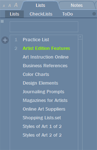 Artist Resource Lists